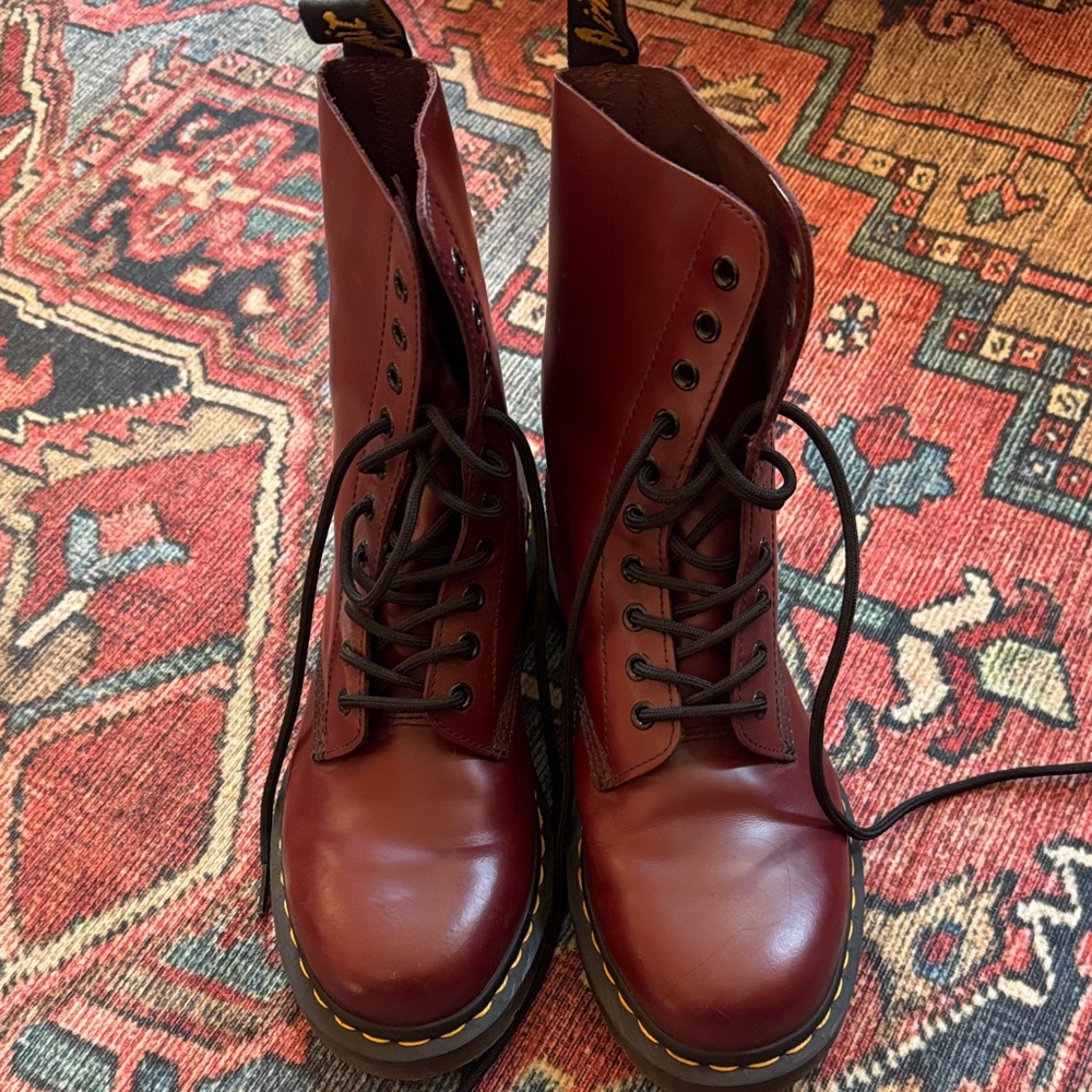 Dr. Martens Cherry Red Leather Boots - Picture 3 of 3